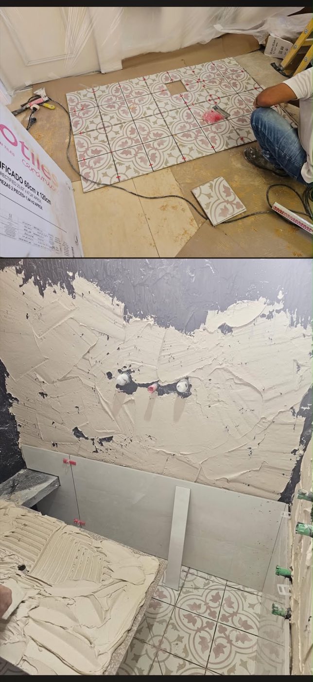 הנחת ריצוף וחיפוי קרמיקה דקורטיבי בחדר רחצה